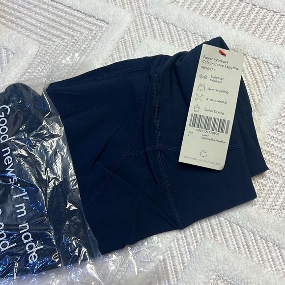 Sweaty Betty - Power Workout Colour Curve Leggings, Lightning Blue/Navy - Picture 4 of 6